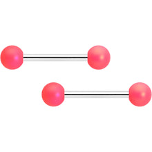 14G 9/16 Matte Pink Aurora Barbell Nipple Ring Set