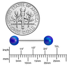 14G 9/16 Matte Blue Aurora Barbell Nipple Ring Set