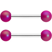 14G 9/16 Matte Purple Aurora Barbell Nipple Ring Set