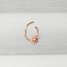 16G 3/8 Red Gem Rose Gold Tone Octogram Star Hinged Circular Ring