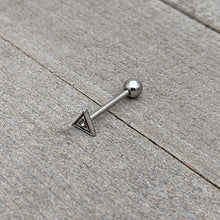 Clear Gem Double Triangle Barbell Tongue Ring