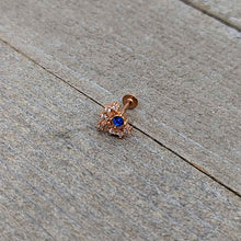 16G 5/16 Blue Gem Rosy Tone Glamour Flare Labret Monroe Tragus