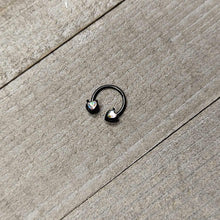 16G 3/8 Aurora Gem Black Heart Ends Horseshoe Circular Barbell