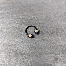 16G 3/8 Aurora Gem Black Heart Ends Horseshoe Circular Barbell