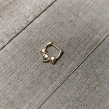 16G 5/16 Clear Aurora Gem Gold Tone Trio Heart Cartilage Clicker