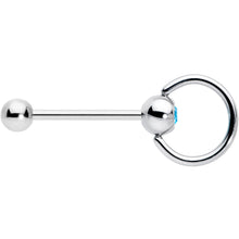 Blue Gem 316L Surgical Steel Captive Ring End Barbell Tongue Ring