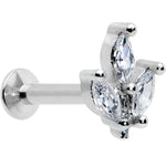 16G 5/16 Clear CZ Gem Threadless Leaves Labret Monroe Tragus