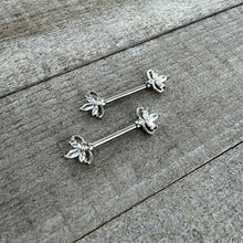 14G 9/16 Clear CZ Gem Double Heart Baroque Barbell Nipple Ring Set