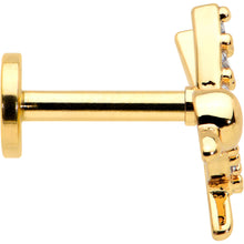 16G 1/4 Clear CZ Gem Gold Tone Interal Thread Hummingbird Labret