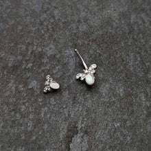 White Faux Opal Clear Gem Double Butterfly Double Mount Belly Ring