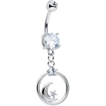 Clear Gem Star Crescent Moon Glamour Circle Dangle Belly Ring