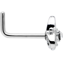 20G 1/4 Clear CZ Gem Triple Heart Triquetra L Shape Nose Ring