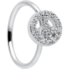20G 5/16 Clear Gem Seamless Retro Peace Sign Nose Hoop