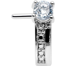 20G 1/4 Clear Gem Texture Glam Faux Hoop L Shape Nose Ring