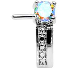 20G 1/4 Aurora Gem Texture Glam Faux Hoop L Shape Nose Ring