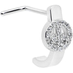 20G 1/4 Clear Gem Retro Peace Sign Faux Hoop L Shape Nose Ring