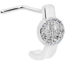 20G 1/4 Clear Gem Retro Peace Sign Faux Hoop L Shape Nose Ring