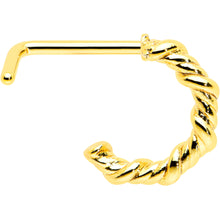 20G 1/4 Gold Tone Wicked Wire Faux Hoop L Shape Nose Ring
