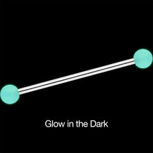 14G Baby Blue UV Glow Ends Industrial Barbell 31mm
