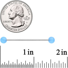 14G Baby Blue UV Glow Ends Industrial Barbell 31mm