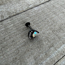 16G 5/16 Aurora Gem Black Rococo Hearts Labret Monroe Tragus
