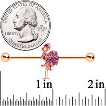 14G Pink Gem Rosy Tone Fashion Flamingo Industrial Barbell 38mm