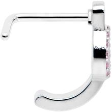 20G 5/16 Faint Pink Gem Retro Peace Sign Faux Hoop L Shape Nose Ring