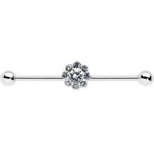 14G Clear Gem Whimsy Flower Industrial Barbell 38mm