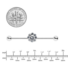 14G Clear Gem Whimsy Flower Industrial Barbell 38mm