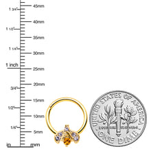16G 3/8 Yellow Gem Gold Tone Fashion Winged Bug Hinged Segment Ring