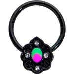 16G 3/8 Purple Tourmaline Black Lacy Drop Hinged Segment Ring