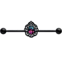 14G Purple Tourmaline Black Lacy Drop Industrial Barbell 38mm