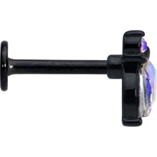 16G 5/16 Aurora CZ Gem Black Fleur de Lis Butterfly Labret Monroe Tragus