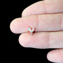 16G 5/16 Aurora CZ Gem Rosy Tone Fleur de Lis Butterfly Labret Monroe Tragus