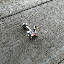 16G 1/4 Aurora CZ Gem Fleur de Lis Butterfly Cartilage Tragus Earring