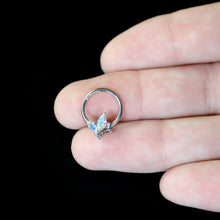 16G 3/8 Aurora CZ Gem Fleur de Lis Butterfly Hinged Segment Ring