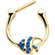 16G 5/16 Blue Gem Gold Tone Adorable Angelfish Cartilage Clicker