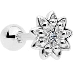 16G 1/4 Clear Gem Starry Flower Cartilage Tragus Earring