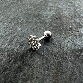 16G 1/4 Clear Gem Starry Flower Cartilage Tragus Earring