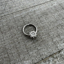 16G 3/8 Clear Gem Starry Flower Hinged Segment Ring