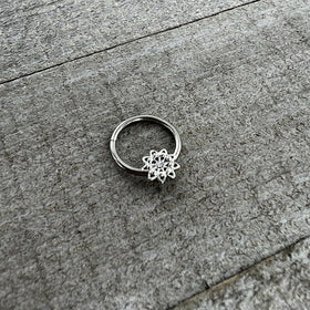 16G 3/8 Clear Gem Starry Flower Hinged Segment Ring