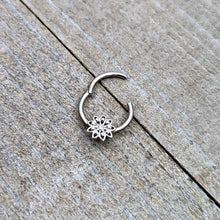 16G 3/8 Clear Gem Starry Flower Hinged Segment Ring
