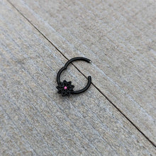 16G 3/8 Pink Gem Black Starry Flower Hinged Segment Ring