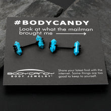 14G 9/16 Blue Turquoise Black Claw Barbell Nipple Ring Set