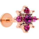 16G 5/16 Pink Gem Rose Gold Tone Sumptuous Star Labret Tragus