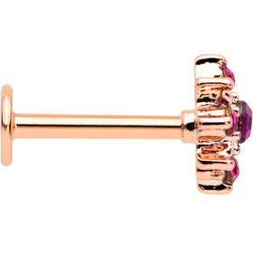 16G 5/16 Pink Gem Rose Gold Tone Sumptuous Star Labret Tragus