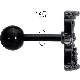 16G 1/4 Purple Gem Black Gothic Hourglass Cartilage Tragus Earring