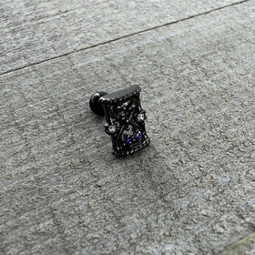 16G 1/4 Purple Gem Black Gothic Hourglass Cartilage Tragus Earring