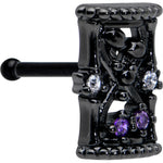 20G 1/4 Purple Clear Gem Black Gothic Hourglass Nose Bone