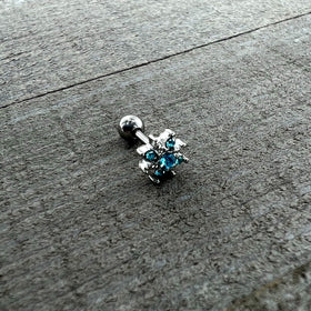 16G 1/4 Blue Gem Stylish Snowflake Cartilage Tragus Earring